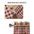 thumbnail image 6 of Vintage Texas Star Brown 2 Panel Kitchen Curtains for Windows, Red Plaid Berry Farmhouse Bathroom Privacy Curtain, Home Décor Window Treatment for Bedroom/Living Room 55"x45", 6 of 6