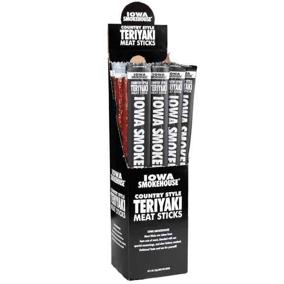 IOWA SMOKEHOUSE Country Style Teriyaki Meat Sticks, 1.5 oz, 24 Count