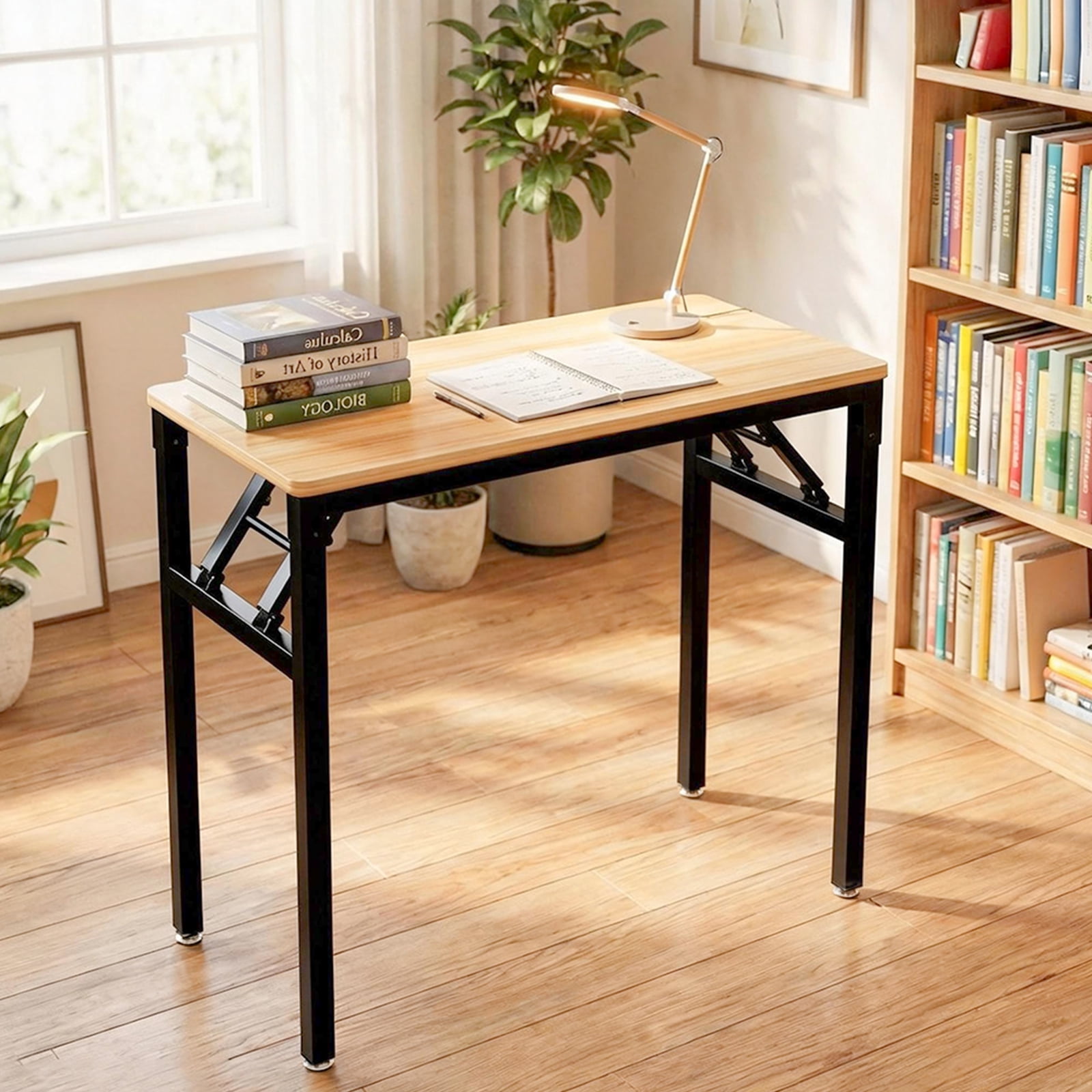 Ktaxon Folding Writing Computer Desk Home Office Study PC Writing Table, Oak & Black