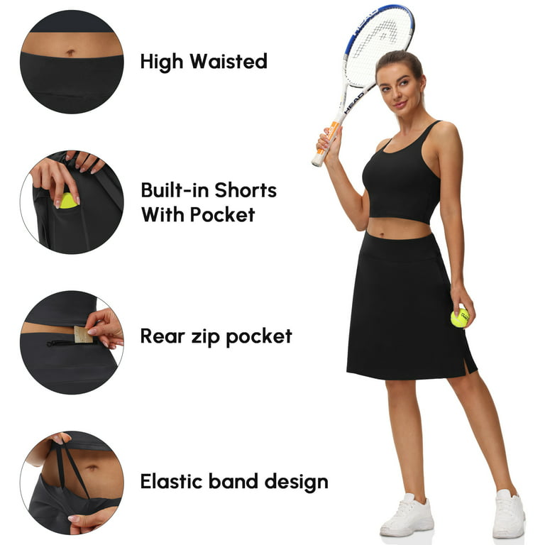 Bodychum 20 Tennis Skirt Sports Short Skirt for Women with Pockets Athletic  Golf Skirts Running Workout Sports Skirt- L 