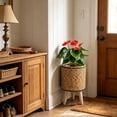 thumbnail image 4 of Uuiauoio Rattan Planter with Legs Wicker Basket Plant Stand Indoor Outdoor Flower Pot Holder for Balcony Home Decor, 4 of 7