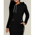 thumbnail image 6 of Yokua Women Hoodie Dress Long Sleeve Side Zip Neckline Slim Sweatshirt with Pockets, 6 of 20