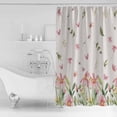 thumbnail image 4 of Shower Curtain Pastoral Flower Leaf Butterfly Waterproof Shower Curtain Set with Hooks for Bathroom Showers,Stalls and Bathtubs,72x78In Pink Green Plant Linen Texture, 4 of 8
