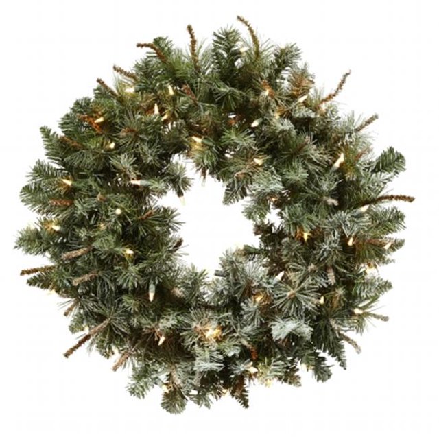 Nearly Natural 4861 30 in. Lighted Frosted Pine Wreath