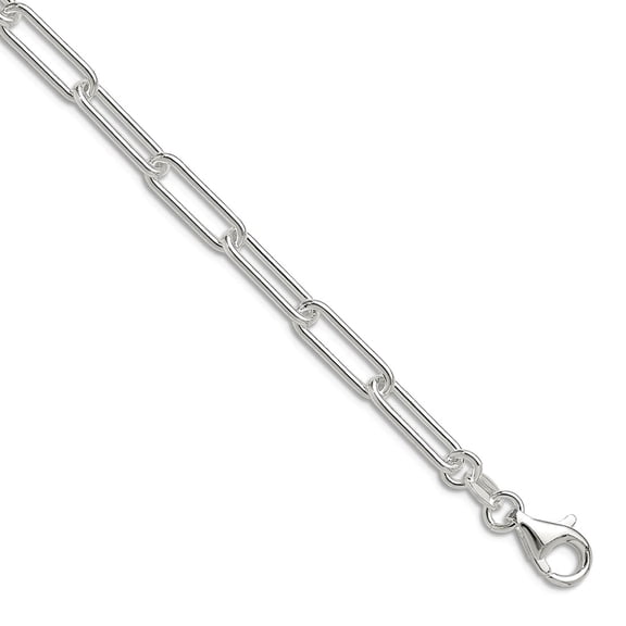 925 Sterling Silver Polished 4.5mm Elongated Cable Chain Bracelet 8 Inch Link Bracelet for Women and Men