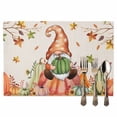 thumbnail image 2 of Thanksgiving Gnome Placemats Set of 6 Watercolor Leaves Heat Insulated Linen Place Mats, Washable Stain-Proof Table Mats for Dining Tables Holiday Decor 13x19inch, 2 of 9