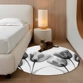 thumbnail image 3 of Tulip Black White Round Area Rug 3 FT, Small Kitchen Bathroom Mats, Spring Floral Botanical Bloom Washable Indoor Outdoor Throw Runner Carpet Non-Shedding Doormat for Table Shower Sofa Entryway, 3 of 8