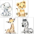 thumbnail image 1 of Cuadros para habitación de bebé, póster decorativo, habitación infantil, animales de la selva, juego de 4 imágenes infantiles, póster de animales de dibujos animados para niños y niñas, deco, 1 of 3