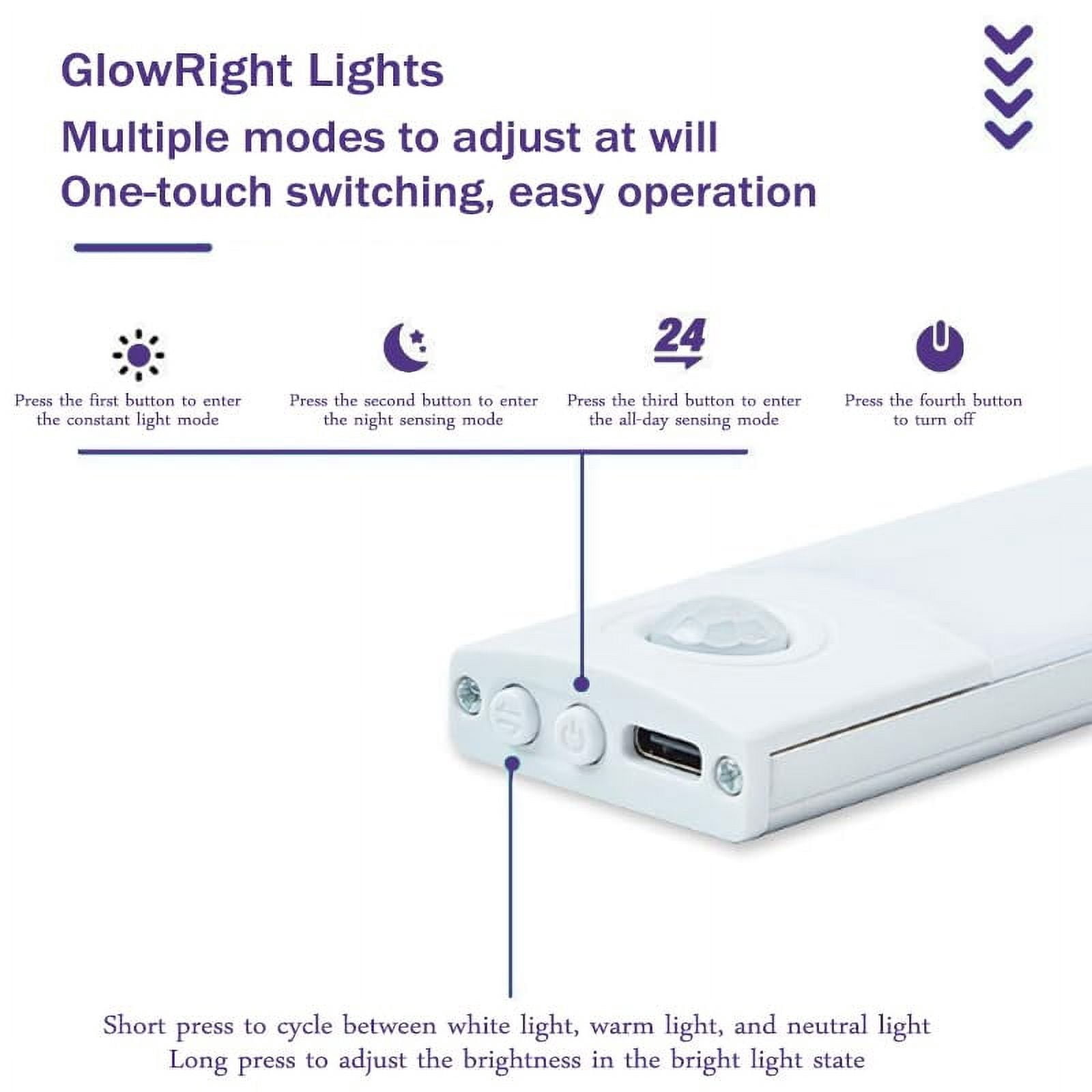 XZZ Under Cabinet Lighting, 2025 New Sensor Lights Indoor, Rechargeable Under Cabinet Lighting, Cordless, 3 Color Temperatures & Dimmable (White*2set, 16in)