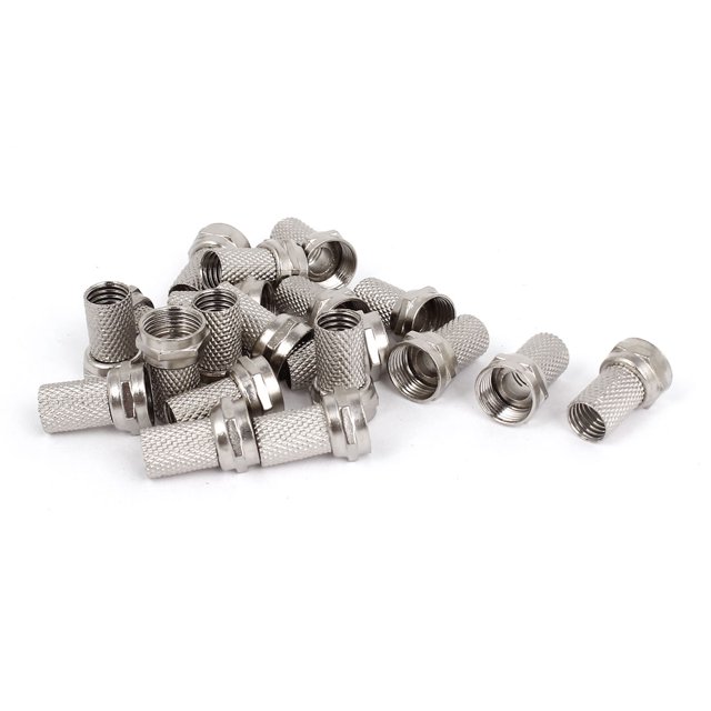 Conector adaptador coaxial RG6 CATV macho de rosca tipo F de 20 piezas