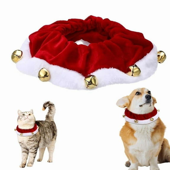 Ruff Pet Scrunchy | Santa Festive Christmas/Holiday Neckwear for Dogs/Cats | Fun Stretchable Costume Accessory | Soft Collar with Bells