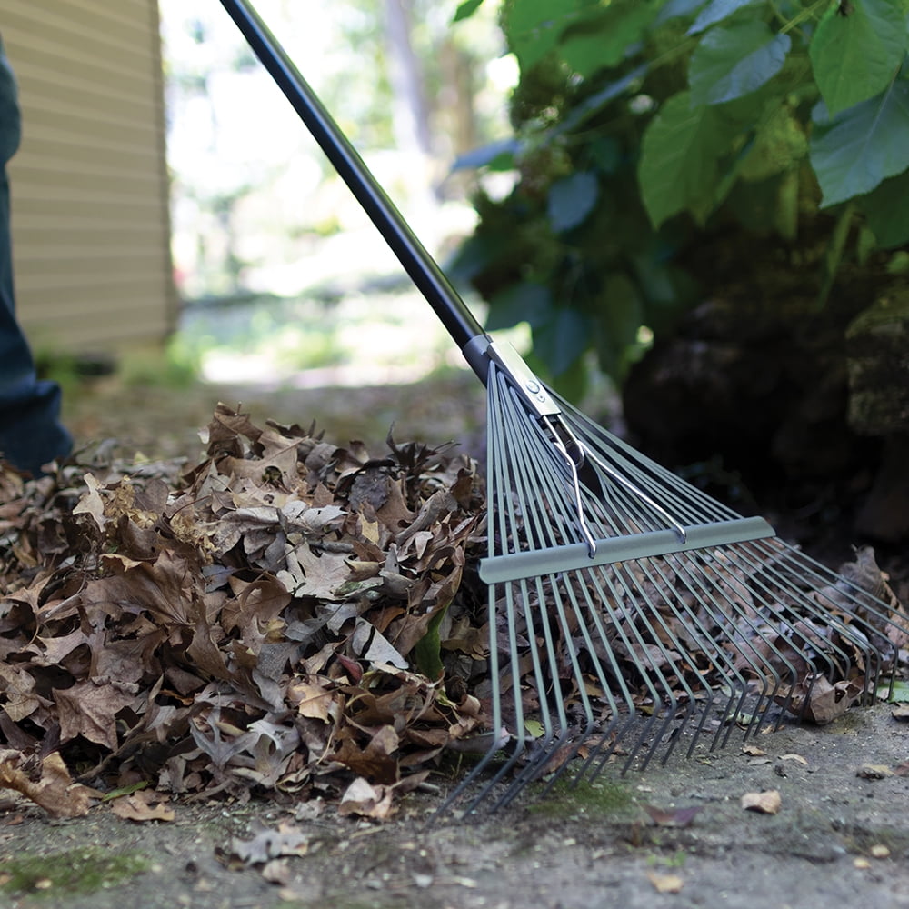 Fiskars Garden Rake, Metal Tine Leaf Rake with Fiberglass Handle, 62", Black