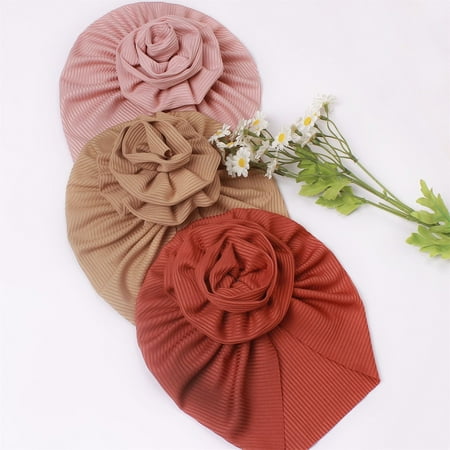 

TOWED22 Baby Flower Hat Toddler Infant Baby Boys Girls Cap Beaniess Solid Ribbed Knotted Elastics Turban Hat Bear Hat Child Purple