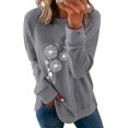 thumbnail image 1 of Sweat-shirt Décontracté à Col Rond à Manches Longues Imprimé à Rayures et Mollet, 1 of 3