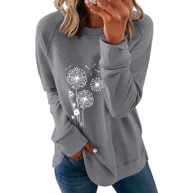 Sweat-shirt Décontracté à Col Rond à Manches Longues Imprimé à Rayures et Mollet