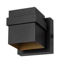 Globe Electric Yvie 11.5W LED Matte Black Outdoor Wall Sconce with Gold Interior Accent