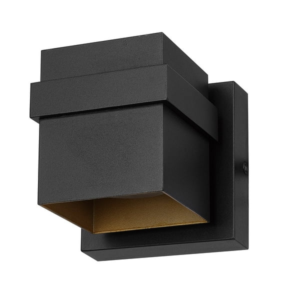 Globe Electric Yvie 11.5W LED Matte Black Outdoor Wall Sconce with Gold Interior Accent