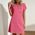 thumbnail image 2 of Sentmoon Robes pour Femmes Robe Ajustée Été Couleur Unie Manches Courtes Col Rond Plissée Respirante Coupe Ample Articles de Plage Robes Soleil pour Femmes 2026 Basique pour Détente et Relax P-2TG, 2 of 7