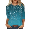 thumbnail image 2 of GaThRRgYP Womens Fall Long Sleeve Tunic Tops,Plus Size Womens Hoodies on,Women's 2026 Spring/Summer Top Round Neck Top Loose and Comfortable 3/4 Sleeve Round Neck Top/Shirt Multicolor L, 2 of 5