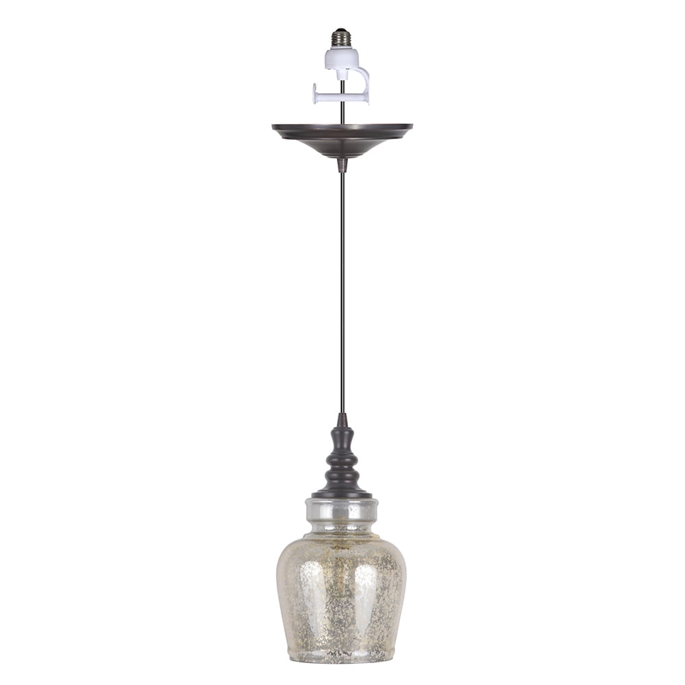 Instant Pendant Recessed Light Conversion Kit Brushed Bronze Mercury Glass Shade