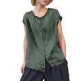 thumbnail image 2 of Xuyuer Women's Solid Color Sleeveless Blouse, Lace Collar Cardigan Top Loose Fit Casual Fashion Shirt, 2 of 6
