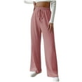 thumbnail image 3 of pstuiky Womens Pants Dressy Casual, Solid Color Casual Long Elastic Elastic Waist Outfits for Vacation with Pockets Summer Womens Workout Pants Holiday Gifts Hot Pink XL, 3 of 9