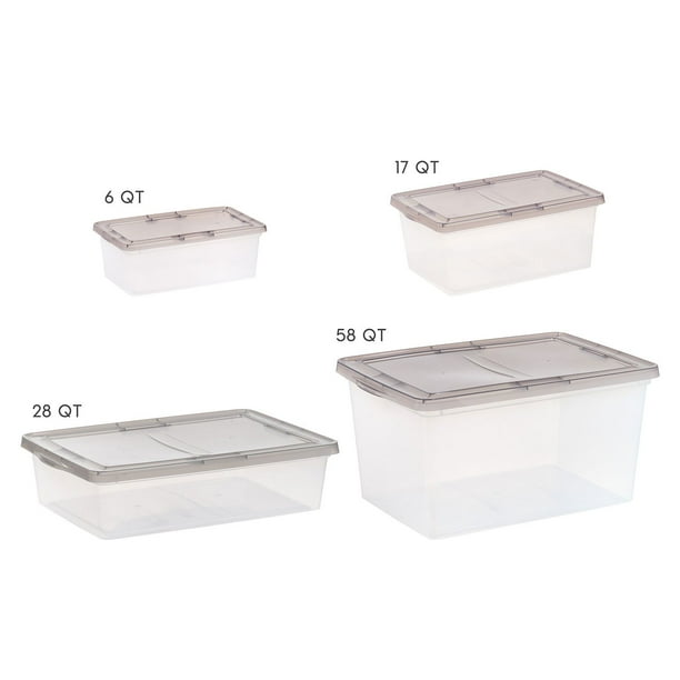 IRIS USA 58-Quart Snap Top Plastic Storage Box, Clear with
