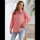 thumbnail image 4 of Camisas de Mujer con Botones, Casuales, de Larga, A Cuadros, con Estampados, Blusas Holgadas con Cuello A . Rojo M, 4 of 10