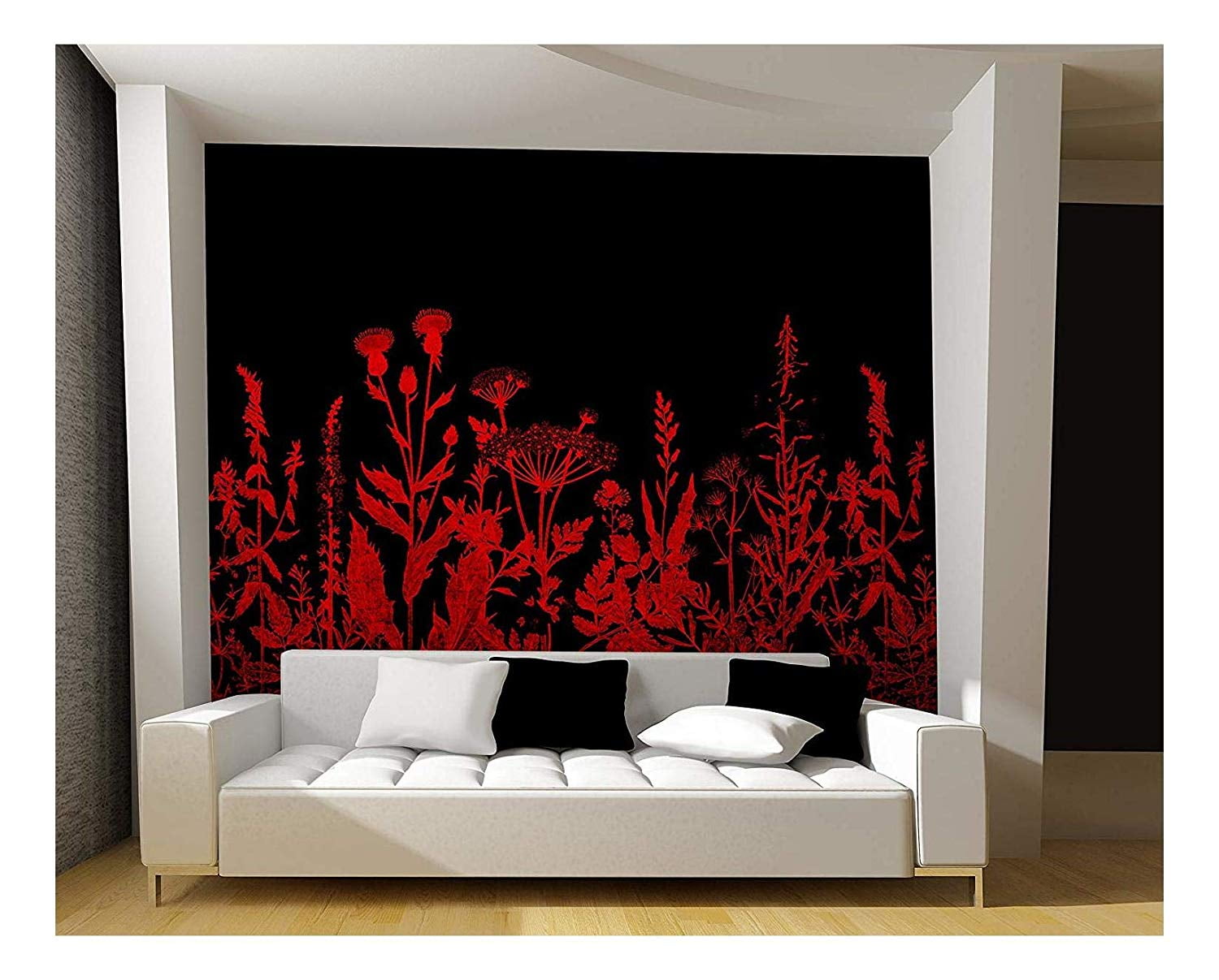 Black flowers Wall Mural photo Wallpaper for living room 368x254cm no adhesive