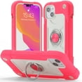 thumbnail image 1 of Nalacover Heavy Duty Case for iPhone 14 Plus, Armor Ring Holder Kickstand Military Grade Rugged PC Soft Silicone Shockproof Drop Resistant Cover Triple Layers Colors Design Case,Rose+White, 1 of 6