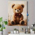 thumbnail image 4 of Qisvanset 12x16 Inch 2D Flat Framed Canvas Art, Earth Tone Teddy Bear Bow Coquette Neutral Boy Nursery Wall Art Decor, 4 of 5