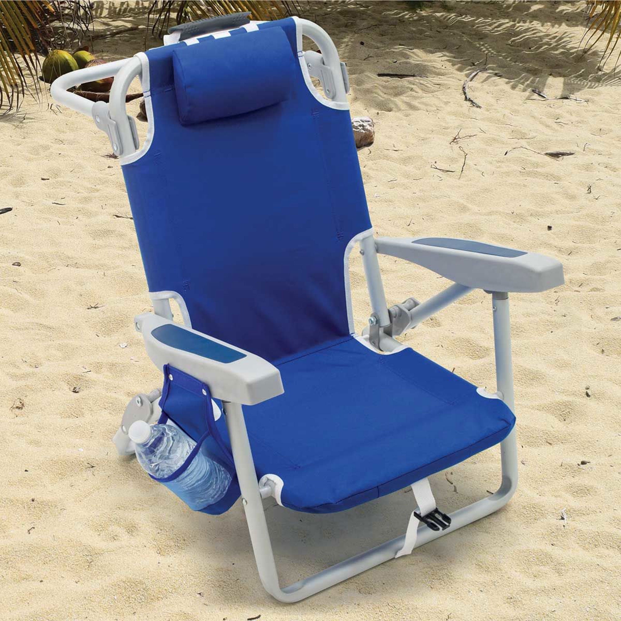 RIO Brands Kids 5 Position Portable Folding Backpack Beach Chair, Blue