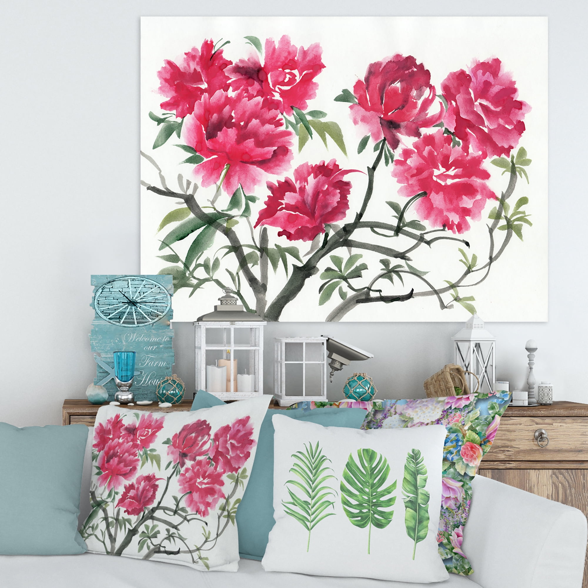 Designart ' Ancient Purple Azalea Flower ' Traditional Canvas Wall Art Print