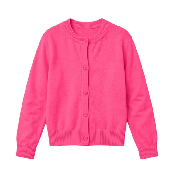 Ultrave Girls' Knit Cardigan Crew Neck Button-Up Casual Sweater for School Days Loose Soft Sweater 1-11 Y Kids