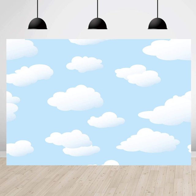 Fondo De Cielo Azul Y Nube Blanca, Telón De Fondo Para Fiesta De Cumpleaños, Fondo De Fotografía Para Niños, Accesorios De Estudio De Fotografía De 5X3 Pies