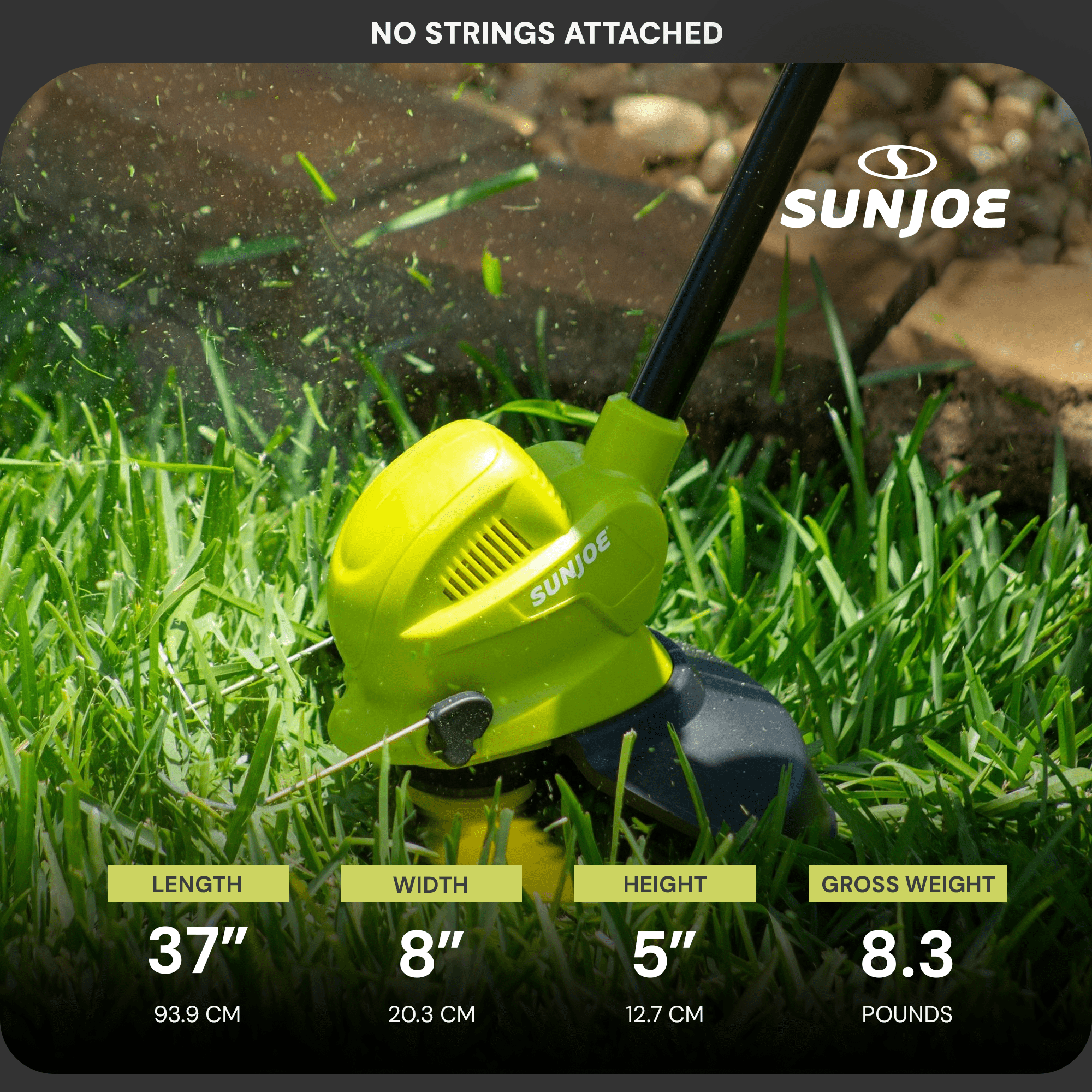Sun Joe 24V Cordless Stringless Lawn Trimmer, Battery Powered Grass Trimming Tool, 10-Inch