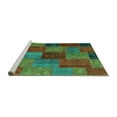 thumbnail image 2 of Ahgly Company Machine Washable Indoor Rectangle Patchwork Turquoise Blue Transitional Area Rugs, 2' x 3', 2 of 4