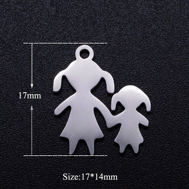 5pcs/lot Family Mom Boy Girl DIY Charms Wholesale 316 Stainless Steel Baby Foot Mother Day Connectors Charm Heart Pendant Gao Jinjia LED
