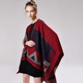 thumbnail image 4 of Red Women's Winter Reversible Oversized Blanket Shawl Wrap Open Front Poncho Cape Warm, 4 of 5