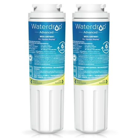 Waterdrop UKF8001 Refrigerator Water Filter, Compatible with Maytag UKF8001, UKF8001AXX-750, UKF8001AXX-200, Whirlpool 469006, Filter 4, EDR4RXD1, NSF 53&42 Certified to Reduce 99% Lead, 2 (Best Nsf Certified Water Filters)