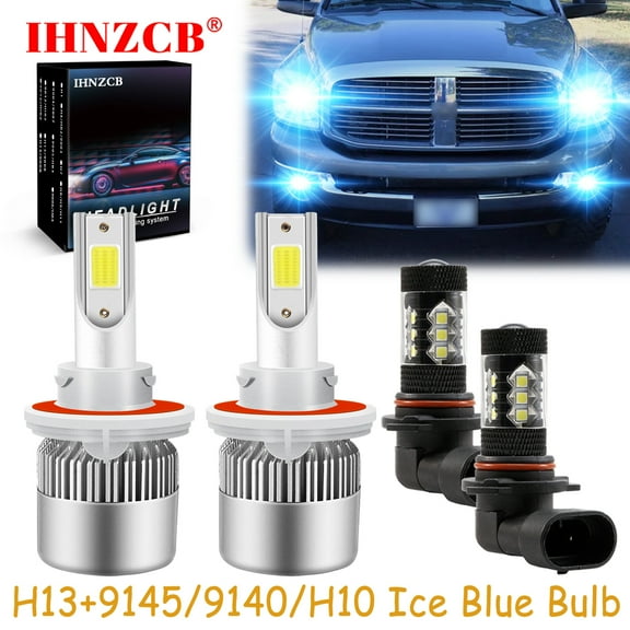 IHNZCB for Dodge Durango 2004-2009 Led Headlight Bulbs High Low Beam Fog Light,Ice Blue,H13 9145 9140,Y02