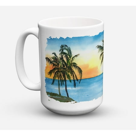 Palm Tree Dishwasher Safe Microwavable Ceramic Coffee Mug 15 ounce 8551CM15