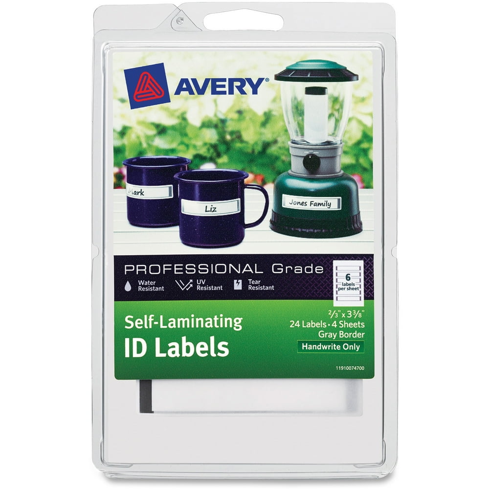 Avery Self-Laminating ID Labels, 4 x 6 Sheet, 2/3 x 3 3/8, White/Gray, 24/Pack - Walmart.com ...