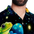 thumbnail image 5 of Starry Sky Frog Men's Short Sleeve Hawaiian Beach Shirts, Casual Printed Button Down Spread Collar Tops, Summer Unisex Style, 5 of 6