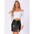 thumbnail image 2 of DARING DIVA Women's Faux PU Leather Split Skirt with Studded Design XS Black, 2 of 6