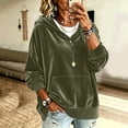 thumbnail image 6 of Fesfesfes Women's Casual Velour Hooded Pullover Sweatshirt Long Sleeve Drawstring Hoodie Top with Kangaroo Pocket Solid Color Loose Fit for Fall Winter Daily Wear, 6 of 8