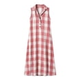 thumbnail image 7 of Achuyrbd Women's Plaid Button Front Sleeveless Dress, Collared Long Maxi Shirt Dress with Pockets, Loose Fit Summer Vacation Outfit, S-2XL, 7 of 7