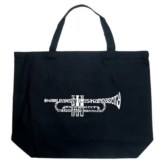 LA Pop Art Large Word Art Tote Bag - Trumpet