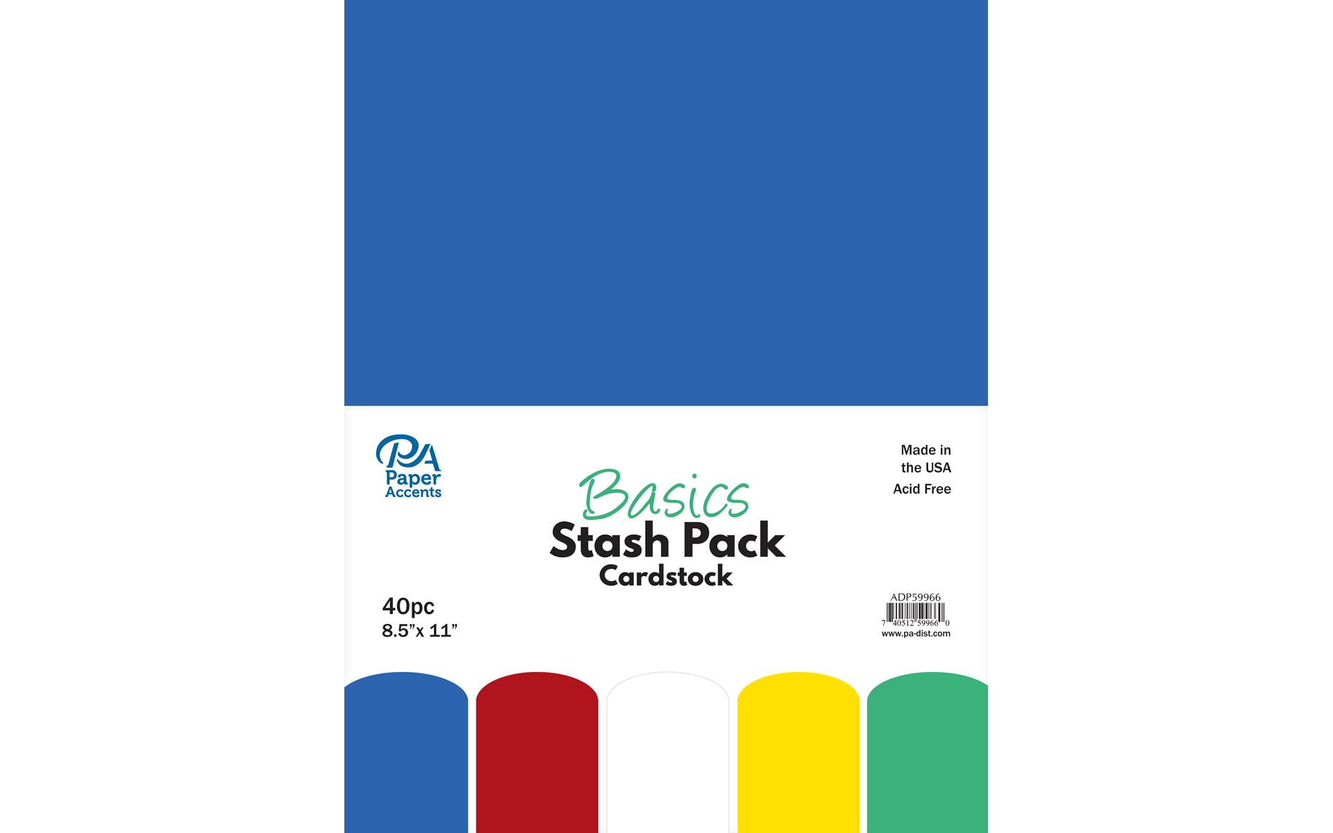 Paper Accents Stash Pack Cardstock 8.5'x 11' Basics 40pc