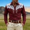 thumbnail image 2 of MOJOGO Men's Western Shirt Floral Print Long Sleeve Cowboy Shirt Buttons Down Shirts for Party Casual Spring Summer Outfits XL, 2 of 4